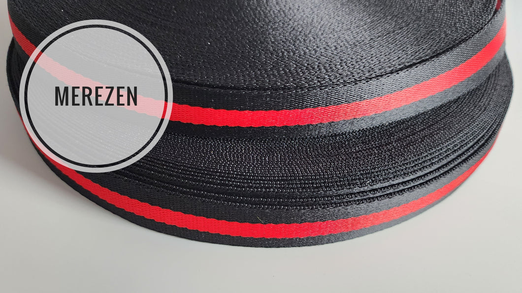 1 Inch Patterned Webbing - Black/Red