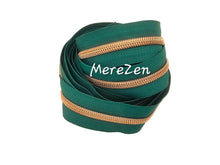 Load image into Gallery viewer, Dark Ocean Green Zipper Tape with Rose Gold Teeth - No.5
