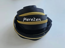 Load image into Gallery viewer, Black Zipper Tape with Yellow Gold teeth - No. 5
