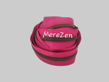 Load image into Gallery viewer, Deep Pink Zipper Tape with Antique Bronze teeth - No. 5
