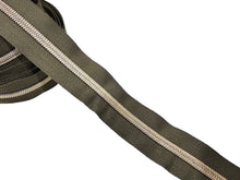 Load image into Gallery viewer, Dark Moss Green Tape with Light Gold Teeth - No. 5
