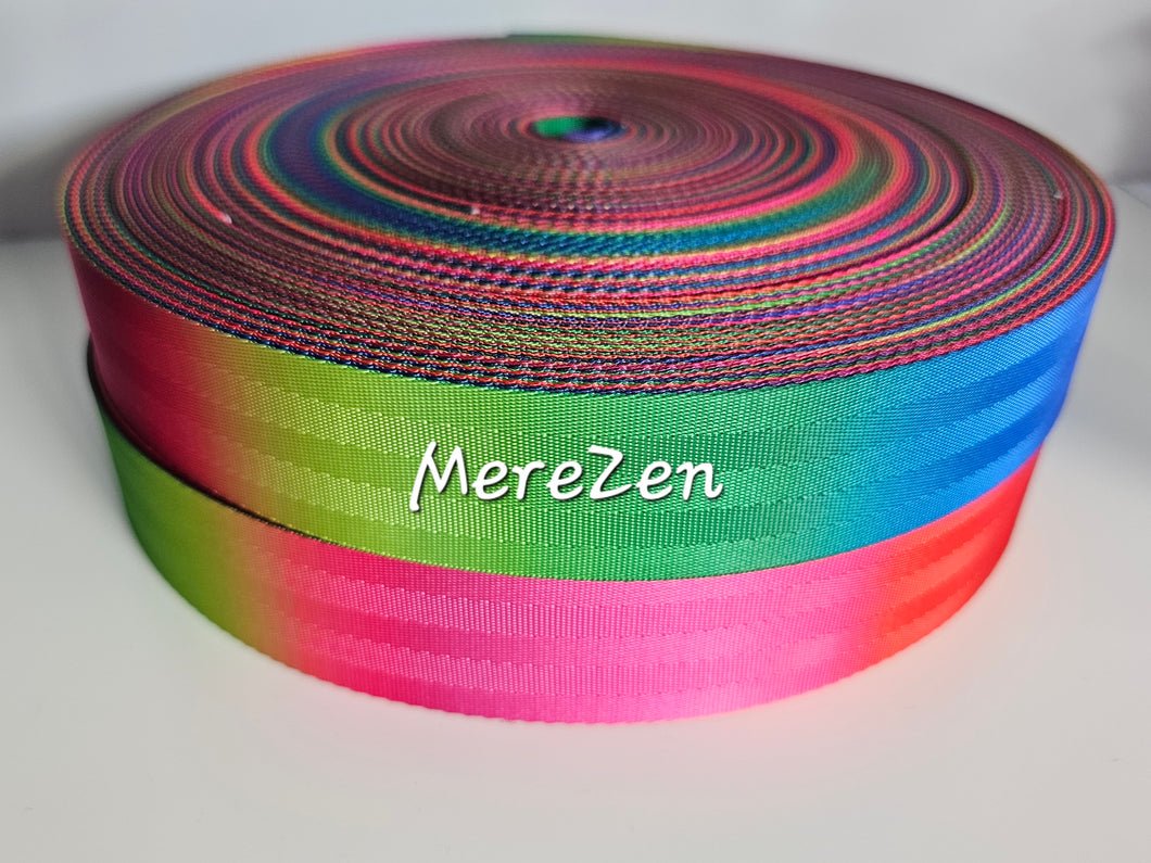 1.5 Inch Webbing Sunset Rainbow - Polyester