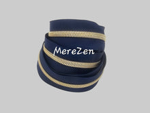 Load image into Gallery viewer, Navy Tape with Light Gold Teeth - No. 5
