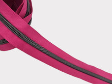 Load image into Gallery viewer, Deep Pink Zipper Tape with Gunmetal Teeth - No. 5
