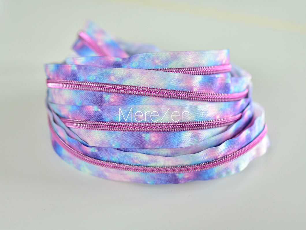 Galaxy Zipper Tape with Metallic Pink Teeth - No. 5