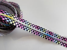 Load image into Gallery viewer, Rainbow Check Zipper Tape with Light Rainbow Teeth - No. 5
